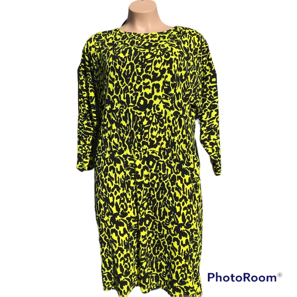 Women’s Neon Yellow and Black Leopard Print Dress